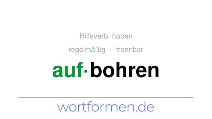 Konjugation des Verbs aufbohren (trennbar, regelmäßig)