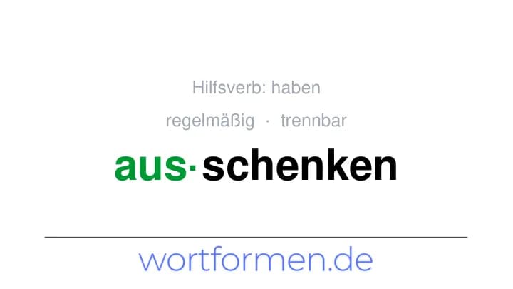 Konjugation des Verbs ausschenken (trennbar, regelmäßig)
