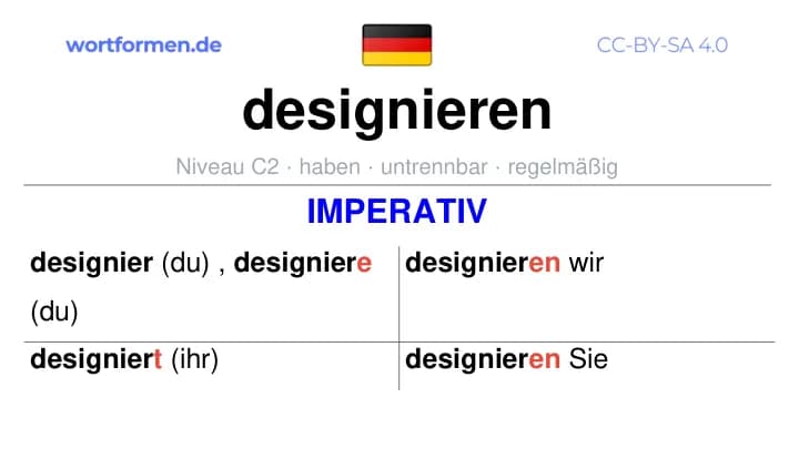 Imperativ des Verbs designieren, Imperativbildung designieren, Bildung Imperativ von designieren, Imperativformen von designieren, Befehlsformen designieren