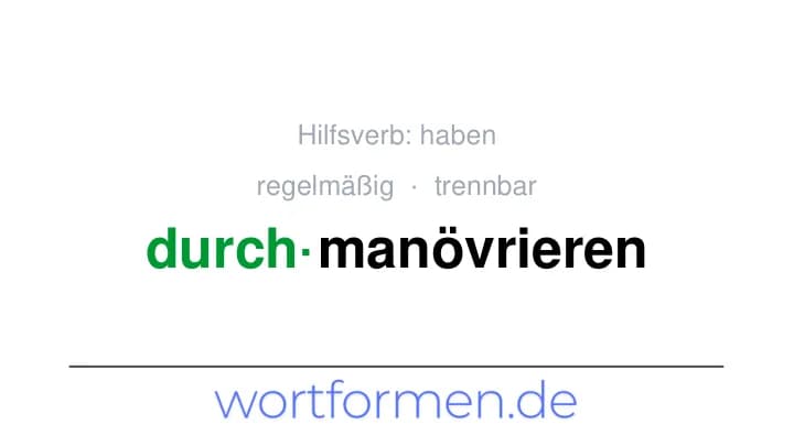 Konjugation des Verbs durchmanövrieren (trennbar, regelmäßig)