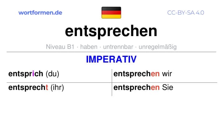 Imperativ des Verbs entsprechen, Imperativbildung entsprechen, Bildung Imperativ von entsprechen, Imperativformen von entsprechen, Befehlsformen entsprechen