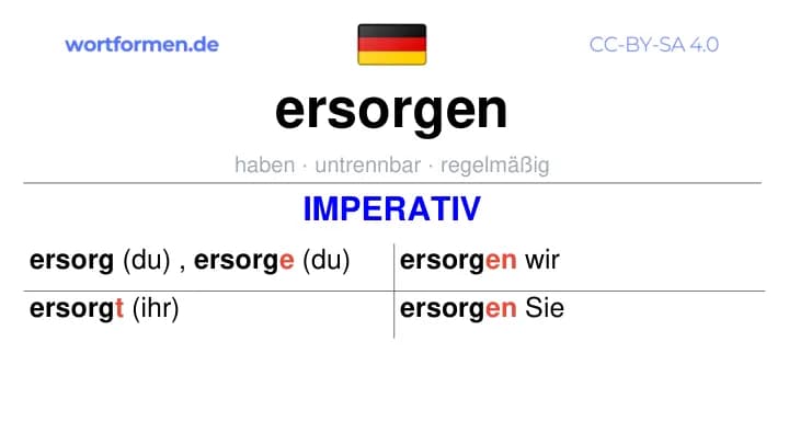 Imperativ des Verbs ersorgen, Imperativbildung ersorgen, Bildung Imperativ von ersorgen, Imperativformen von ersorgen, Befehlsformen ersorgen