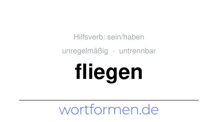 Konjugation des Verbs fliegen (untrennbar, unregelmäßig)