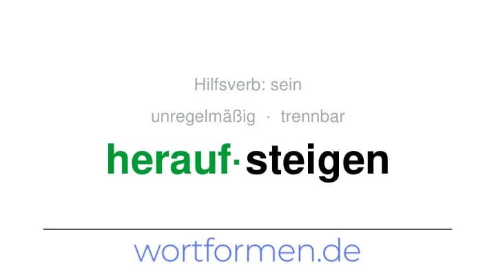 Konjugation des Verbs heraufsteigen (trennbar, unregelmäßig)