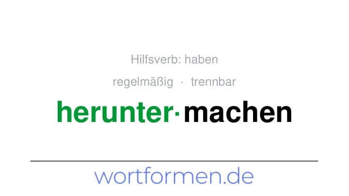 Konjugation des Verbs heruntermachen (trennbar, regelmäßig)