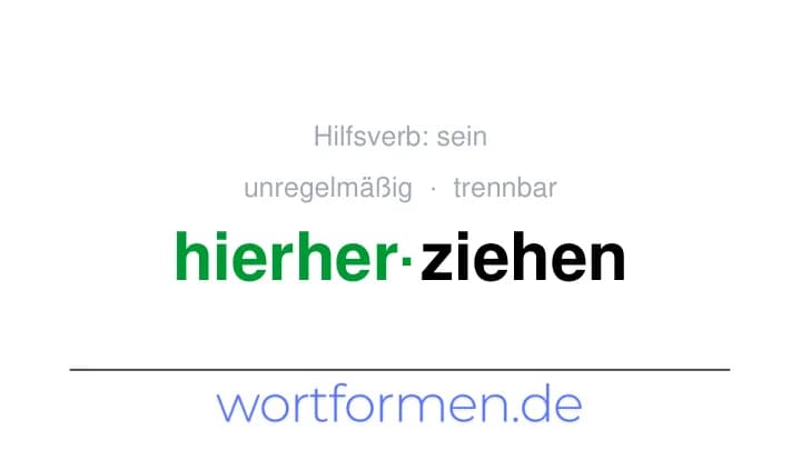 Konjugation des Verbs hierherziehen (trennbar, unregelmäßig)
