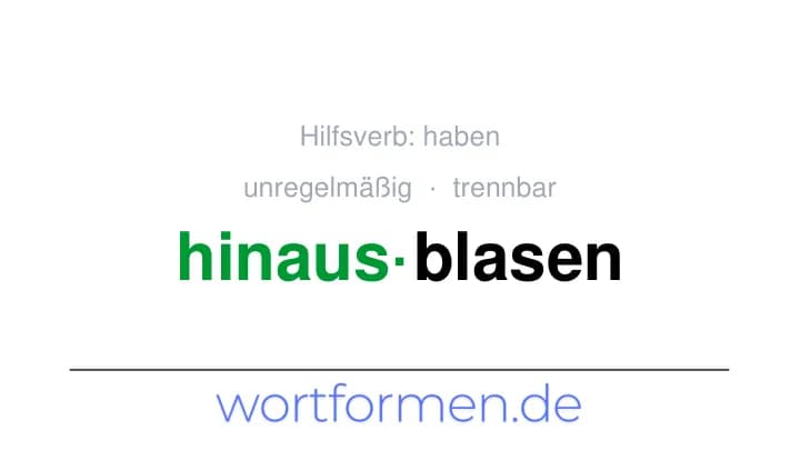 Konjugation des Verbs hinausblasen (trennbar, unregelmäßig)