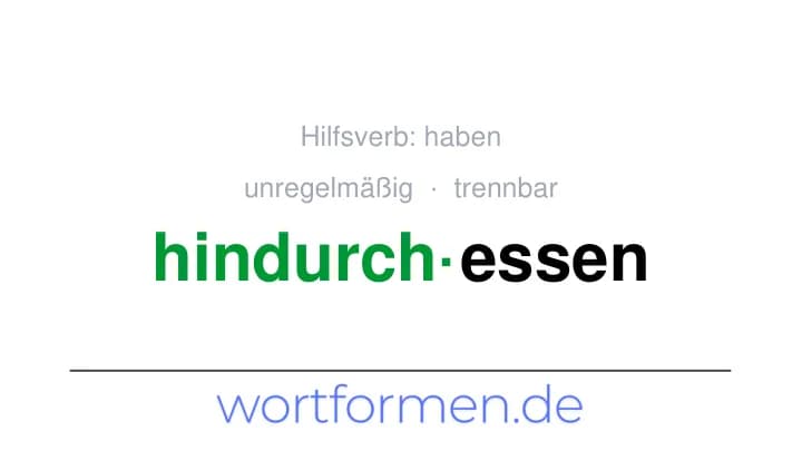 Konjugation des Verbs hindurchessen (trennbar, unregelmäßig)
