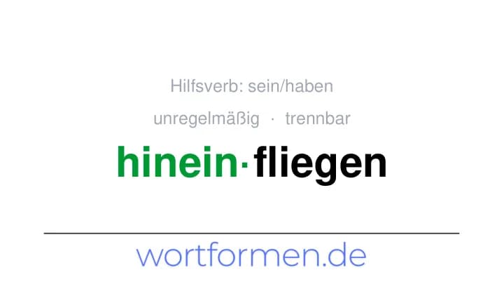 Konjugation des Verbs hineinfliegen (trennbar, unregelmäßig)