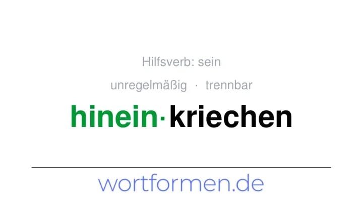 Konjugation des Verbs hineinkriechen (trennbar, unregelmäßig)