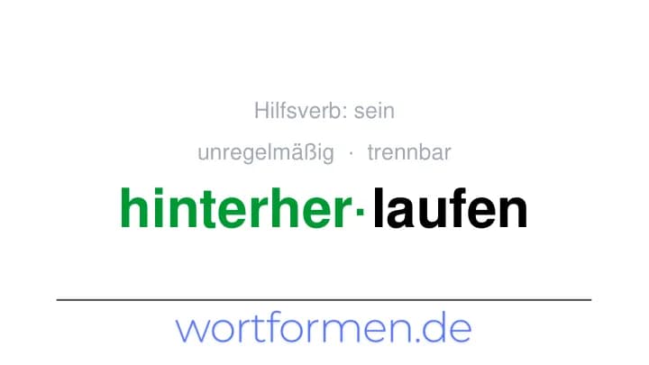 Konjugation des Verbs hinterherlaufen (trennbar, unregelmäßig)