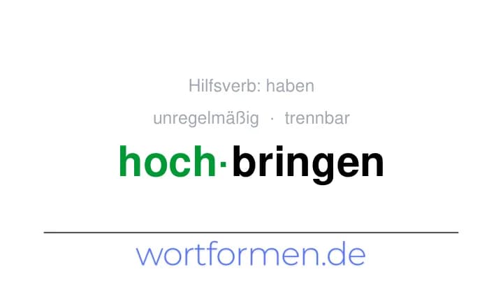 Konjugation des Verbs hochbringen (trennbar, unregelmäßig)