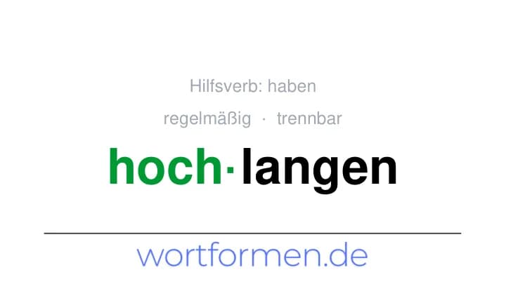 Konjugation des Verbs hochlangen (trennbar, regelmäßig)