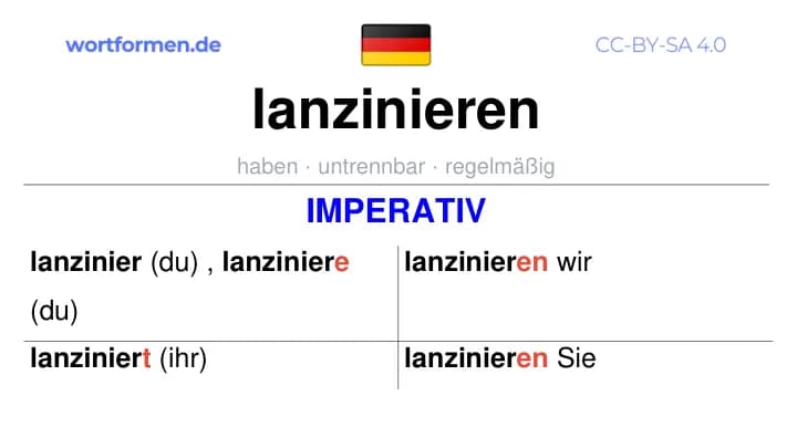 Imperativ des Verbs lanzinieren, Imperativbildung lanzinieren, Bildung Imperativ von lanzinieren, Imperativformen von lanzinieren, Befehlsformen lanzinieren