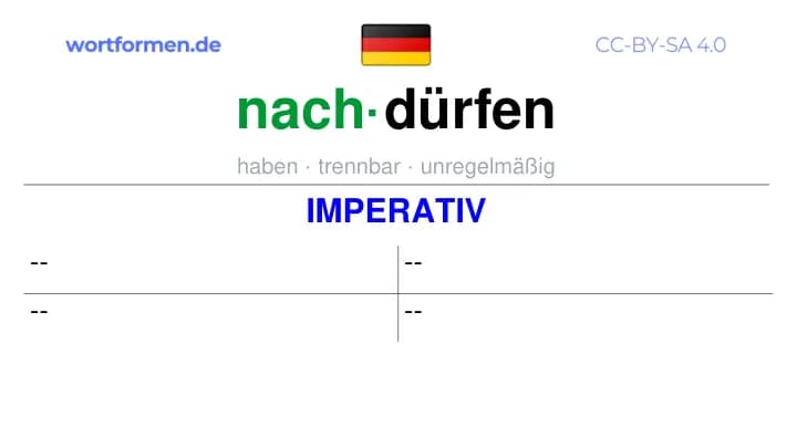 Imperativ des Verbs nachdürfen, Imperativbildung nachdürfen, Bildung Imperativ von nachdürfen, Imperativformen von nachdürfen, Befehlsformen nachdürfen