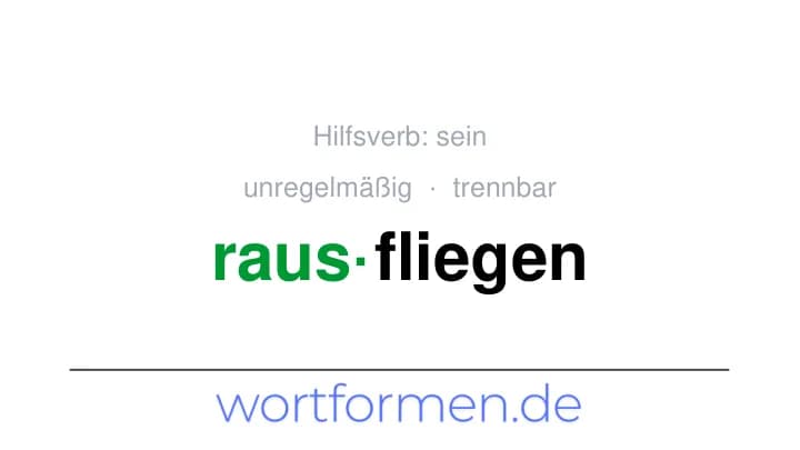 Konjugation des Verbs rausfliegen (trennbar, unregelmäßig)
