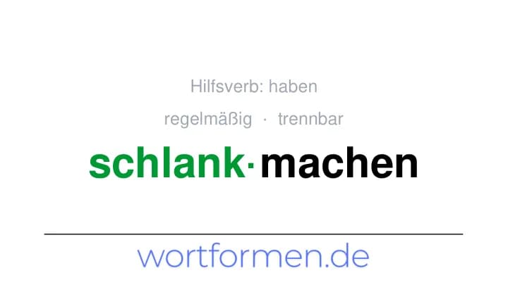 Konjugation des Verbs schlankmachen (trennbar, regelmäßig)