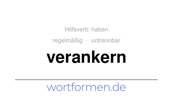 Konjugation des Verbs verankern (untrennbar, regelmäßig)