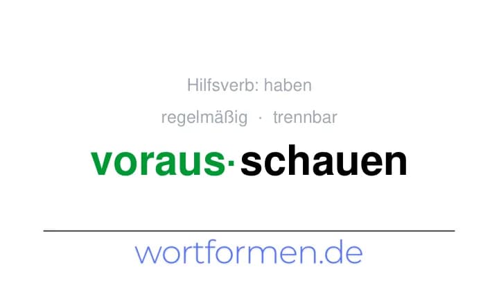 Konjugation des Verbs vorausschauen (trennbar, regelmäßig)