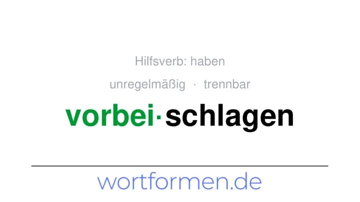 Konjugation des Verbs vorbeischlagen (trennbar, unregelmäßig)