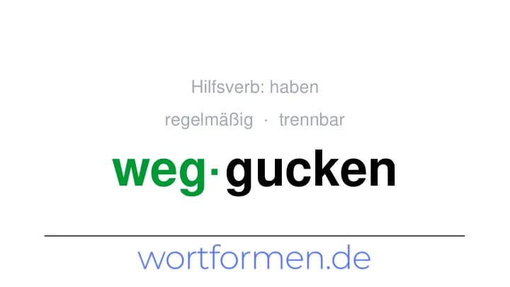 Konjugation des Verbs weggucken (trennbar, regelmäßig)