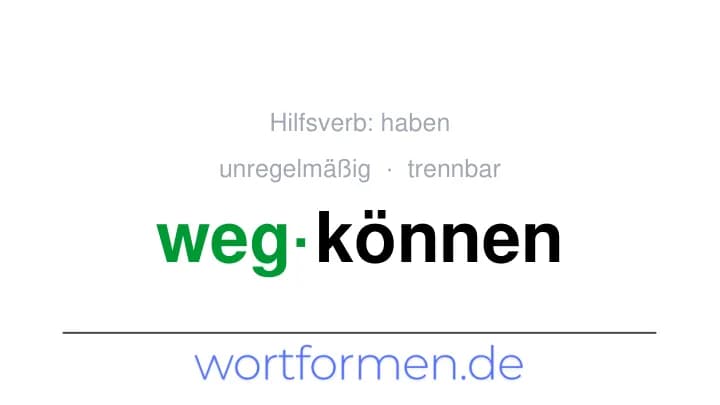 Konjugation des Verbs wegkönnen (trennbar, unregelmäßig)