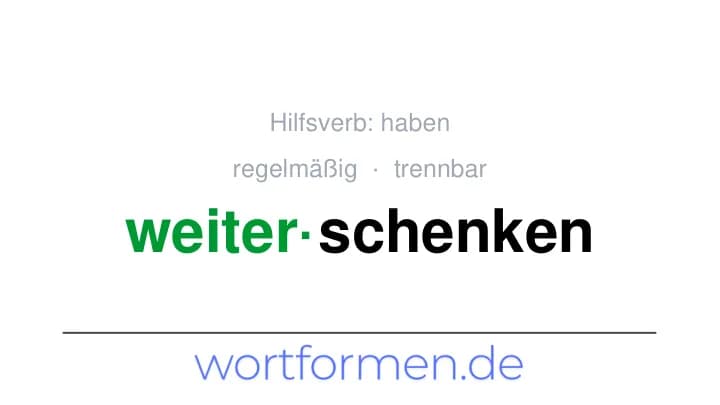 Konjugation des Verbs weiterschenken (trennbar, regelmäßig)