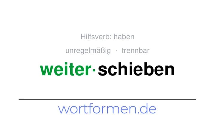 Konjugation des Verbs weiterschieben (trennbar, unregelmäßig)