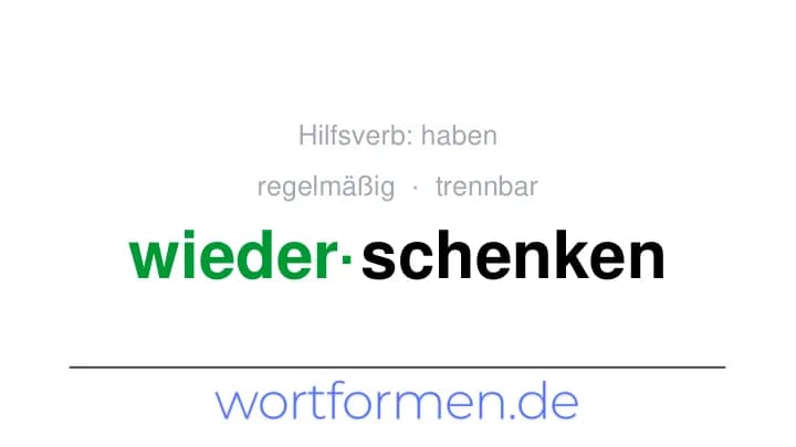 Konjugation des Verbs wiederschenken (trennbar, regelmäßig)