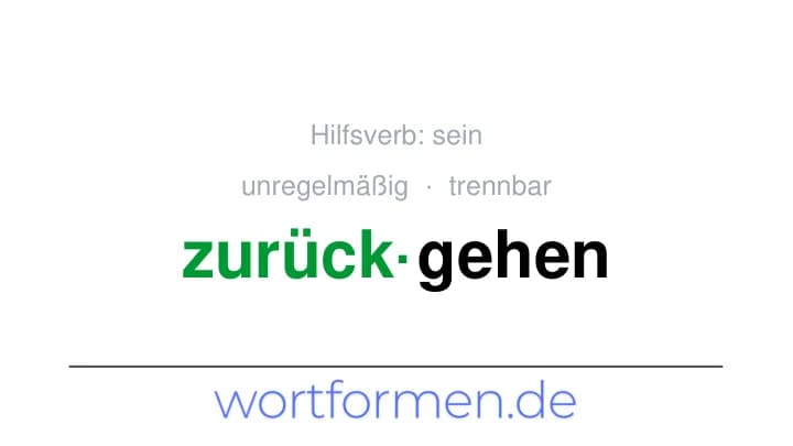 Konjugation des Verbs zurückgehen (trennbar, unregelmäßig)
