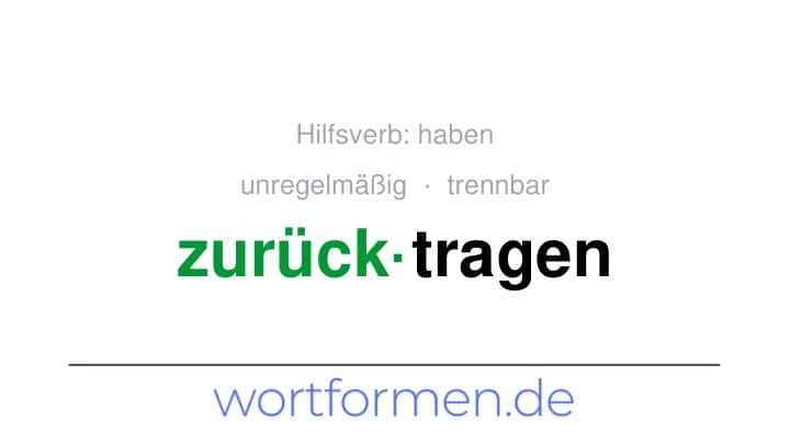 Konjugation des Verbs zurücktragen (trennbar, unregelmäßig)